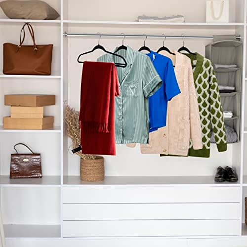 Quality Hangers 50 Pack Slim Plastic Hangers for Clothes - 16.5" Won't Crease Your Clothes, Heavy Duty Non-Velvet Black Hangers 360° Swivel Chrome Hook Non Slip Notches Dresses Coats Shirts Jackets - Image 2