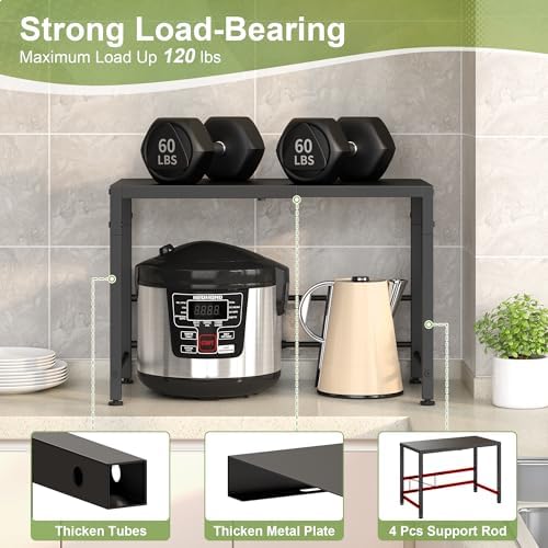 Expandable-Metal-Storage-Shelves-For-Pantry Kitchen Garage, 120lbs Heavy Duty Shelving Units For Small Appliance For Countertop Cabinets, Adjustable Shelf Organizer Riser Rack For Closet Warehouse - Image 5
