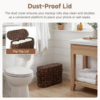 StorageWorks Wicker Bathroom Toilet Paper Storage Holder with Lid, Brown - Image 4