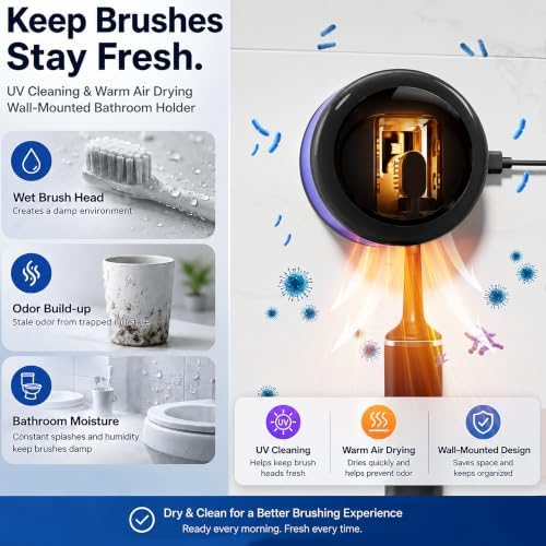 UV Toothbrush Sanitizer Holder, Dual Mode Cleaning with Ambient Lighting - Image 4