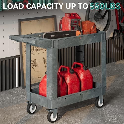 YITAHOME Grey Utility Cart on Wheels, 550 lbs Capacity, 40 x 17 Inch - Image 2