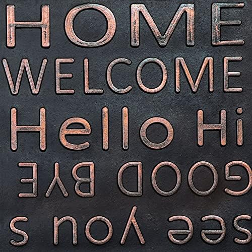 Art & Artifact Rubber Boot Tray Wet Shoe Tray for Entryway Indoor Outdoor Snow Boot Mat Extra Large Shoe Tray 32" x 16", Black, Hello Goodbye - Image 3
