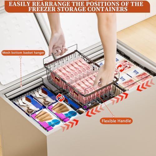 Hanging Freezer Organizer Bins for 5 to 20 Cu.Ft,Leak-Proof Bottom，2Pack - Image 3