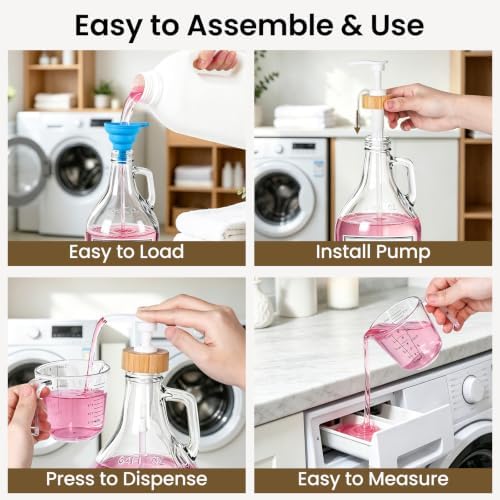 2 Pcs Glass Laundry Detergent Dispenser Bottle, 64 oz - Image 4