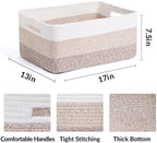 MiniArk Large Storage Baskets for Organizing, 17 x 13 x 7.5” Closet Shelf Baskets for Clothes Blanket Towels, Baby Nursery, Toy Bins Box, Woven Rope Basket, 3 Packs Gradient Brown - Image 2