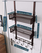 Consumest Over The Door Hooks Organizer - 3 Tier Door Hanger with 9 Coat Hooks & 2 Mesh Basket, Back Storage Organizer Hanging Towels for Bathroom, Bedroom, Bronze - Image 7