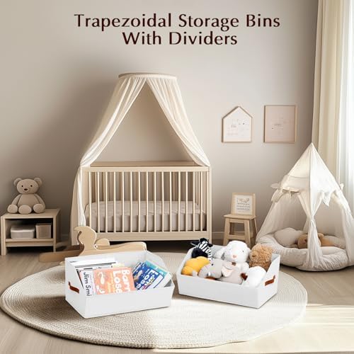 Homsorout Closet Organizers and Storage Bins - 6 Pack Collapsible Divided Trapezoidal Cube Storage Bins Baskets with Orange Handle for Organizing Clothes Blankets, Toys, Books, Towels(White) - Image 7