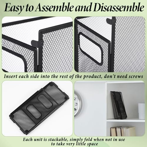 2 Pack Hanging File Holder, 10 Hanging Folders, Metal Mesh, Letter Size Folder Storage, Desktop Storage Cabinets, Office School Document(Green,Small) - Image 5