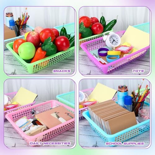 16 Pack Paper Basket, Purple, Blue, Pink, Green, 14 x 10 x 3 Inch, Classic - Image 6