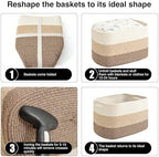 ICERZCZ Storage Baskets for Organizing & Shelves, Woven Cotton Rope Organization Bins for Dog Toys, Clothes, Books, Nursery Organizer, 15"Lx11"Wx9.5"H, (4 Packs) Gradient Brown - Image 7