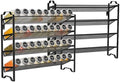 Simple Trending 2 Pack 4 Tier Spice Rack Organizer, Stackable Kitchen Counter Shelves, for Cabinet, Countertop, Pantry, Door or Wall Mount, Metal Mesh, Jars not Included, Black by SimpleTrending