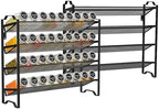 Simple Trending 2 Pack 4 Tier Spice Rack Organizer, Stackable Kitchen Counter Shelves, for Cabinet, Countertop, Pantry, Door or Wall Mount, Metal Mesh, Jars not Included, Black by SimpleTrending