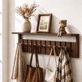 Coat Rack Wall Mount with Shelf, Wood Coat Rack with 12 Hooks, Decorative Wall Storage for Entryway, Bedroom, Bathroom, Living Room and Office by Unknown