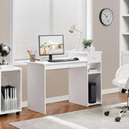 Yaheetech Computer Desk with Storage Drawer & Monitor Stand, White - Image 2