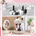 Honeydak Rotating Perfume Organizer Tray, 2 Tiers, Rhinestone, White - Image 5