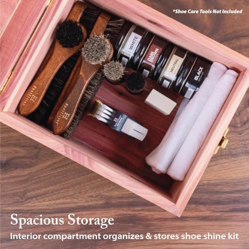FootFitter Grand Cedar Shoe Shine Valet Box with Stand, USA Grown Wood - Image 3