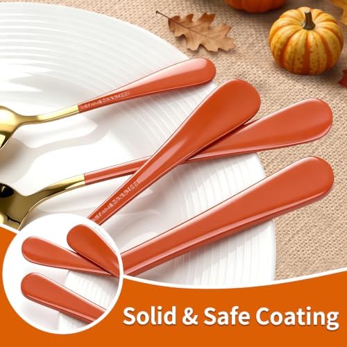 Orange Silverware Set with Expandable Drawer Organizer for 6-24 Piece Stainless Steel Flatware Set with Spoons, Forks, Knives, Heavy Duty Mirror Polished for Home/Kitchen/Restaurant (Orange-Gold) - Image 6