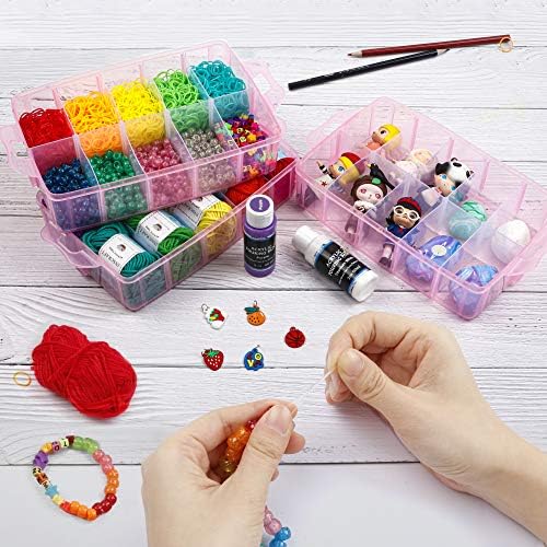 Inscraft 7 Tier Craft Storage Boxes with Compartments, 70 Adjustable Plastic Organiser Storage Boxes for Crafts, Beads, Screw, Washi Tap, Stackable Storage Sorting Box for Toys, Crafts, Art Supplies - Image 5