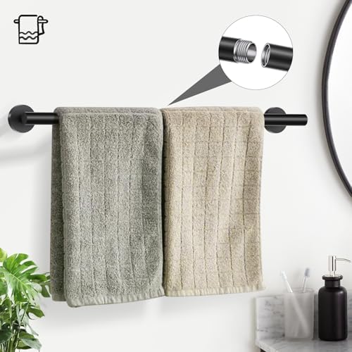 TURS Black 5 Piece Bathroom Towel Bar Set Bathroom Hardware Set, 23.6 inch Bathroom Accessories Kit Set, SUS304 Stainless Steel Wall Mounted - Image 2