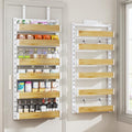 6 Tier Over the Door Pantry Organizer with Adjustable Wooden Baskets, Heavy Duty 2 in 1 Wall Mounted & Hanging Spice Rack for Kitchen, Cabinet and Closet Organization by DAOTENGQL