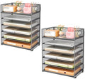Subekyu 6-Tier Desk Paper Organizer, Desktop File Letter Tray with Handle, Document Sorter and Accessories Holder for Office, Home and School Workspace Organizers, Gray-2 Pack by SUBEKYU