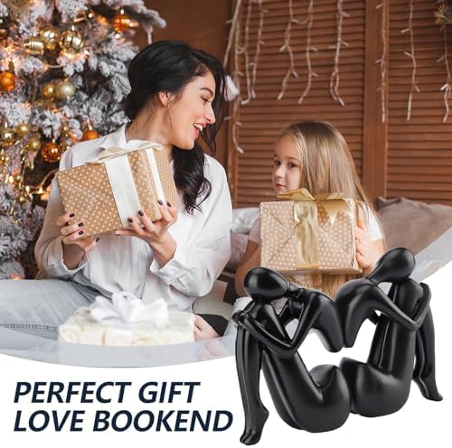 Black Book Ends Decorative, Girl Thinker Design, Modern Bookends for Shelves, Non-Skid Heavy Duty Resin Book Stopper for Books, Resin, 2Piece - Image 7