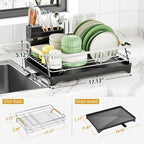 Epicano Dish Drying Rack for Kitchen Counter,Large Capacity,Silver - Image 5