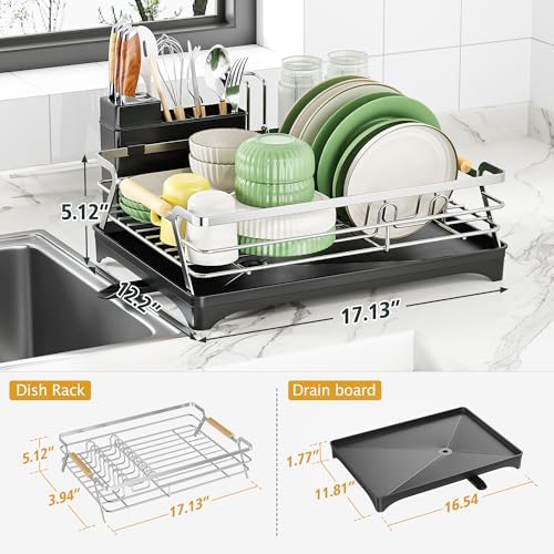 Epicano Dish Drying Rack for Kitchen Counter,Large Capacity,Silver - Image 5