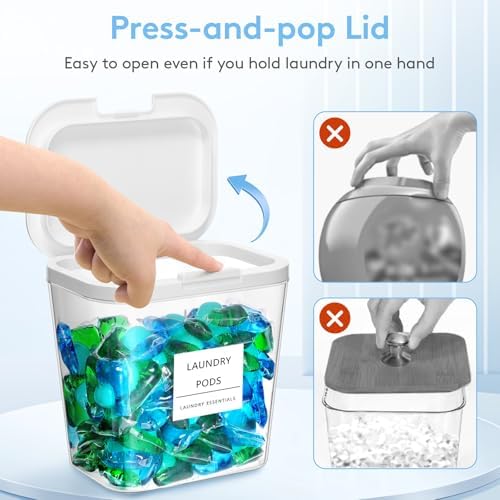 Lifewit Laundry Pods Container with Pop-up Lid, 0.72+0.5 gal, 4 Pcs - Image 2