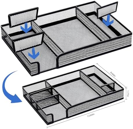 Black Desk Organizer Set, Office Supplies with Stapler and Tape Dispenser - Image 3