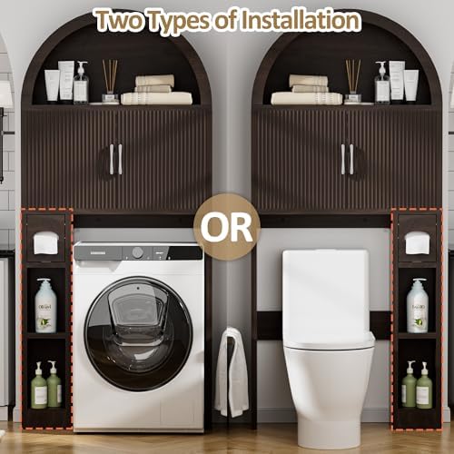 Spurgehom Over Toilet Storage Cabinet, Bathroom Arch Organizer, Coffee - Image 5