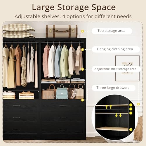 IRONCK Freestanding Closet System with Adjustable Shelves & 3 Drawers - Image 4