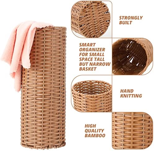 Weysat Woven Rattan Umbrella Stand Holder for Entryway,Cylindrical Style - Image 4