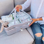 Lily Miles Baby Diaper Caddy - Organizer Tote for Infant Boy or Girl - Baby Shower Basket - Nursery Must Haves - Registry Favorites - Newborn Caddie Car Travel - Gray/Mint, Extra Large - Image 5