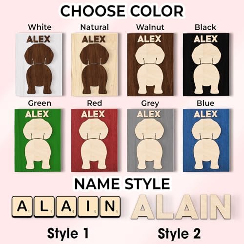 Personalized Dog Leash Holder, Custom Dog Butt Harness Wall Hanger Organizer with Name, Hooks for Leashes, Keys, Collars, Funny Leash Rack Wall Mount for Entryway, Gift for Pet Lovers, Home Décor - Image 4