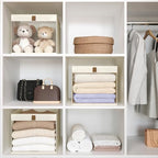 Linen Closet Organizers and Storage, Closet Storage Bins Basket Organizer, Foldable Organization Baskets with Mesh Window for Clothes Towels and Toys, 12.75" x 12.75" x 9", Beige, 4 pack - Image 2