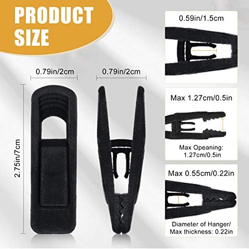 Velvet Hangers Clips Flocked Finger Clips Velvet Clothes Clips Strong Pants Hangers Clips for Slim-line Clothes Velvet Hangers (72 Pieces) - Image 2