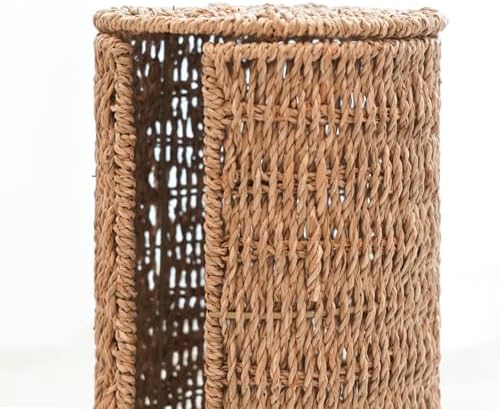 PINXIURY Seagrass Toilet Paper Holder with Storage, 3 Rolls of Wicker Toilet Paper Holder for Bathroom and Under Sink, Handmade Woven Toilet Paper Rolls Holder Stand - Image 4