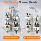 Luxspire Hanging Shower Caddy Overhead, Shower Organizer Hanging, White - Image 3