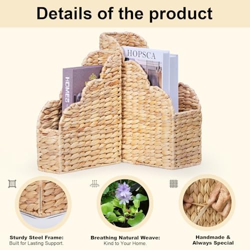 BROWNLILY Water Hyacinth Magazine Holders, Set of 2 (Large & Small) - Image 5