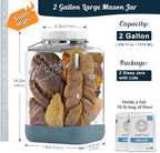 2 Gallon Glass Jar with Airtight Lid, 2 Pack, 256 Oz, Square - Image 2