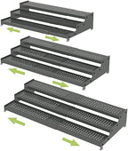 Jojocross Metal Spice Rack Organizer for Cabinet, 3 Tier Expandable Spice Storage Shelf, Great for Kitchen Cabinets, Cupboard,Pantry and Countertop More,Metal Plate with Hole(3PACKS/Gun-Grey) by JOJOCROSSHIGHQUALITYLIFE
