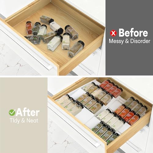 Bamboo Spice Drawer Organizer, 4-Tier Spice Rack for Cabinet - Image 6