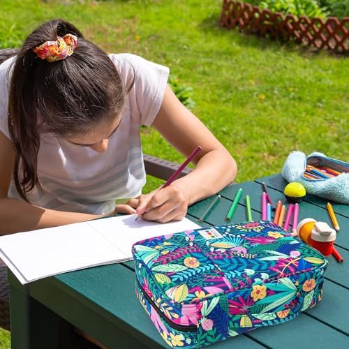 YOUSHARES 300 Slots Color Pencil Case - Pen Case Organizer with Handy Wrap & Zipper, Multilayer Holder for Prismacolor Colored Pencils & Gel Pen (Rainforest) - Image 6