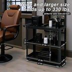 3 Tier Metal Utility Rolling Cart with Wheels, Black - Image 3