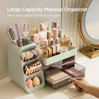 HBlife Makeup Organizer with Brush Holder for Vanity, Large Plastic Bathroom Countertop Organizer Skin Care Storage, Easy to Store Lipsticks, Nail Polishes, Perfumes, Eyeshadow Palettes, Green - Image 4