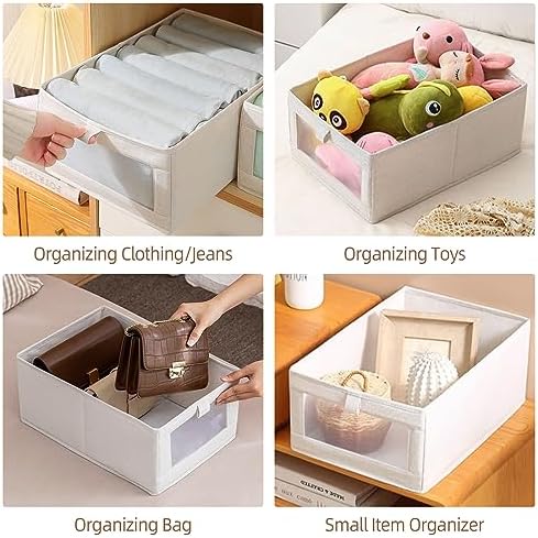Linen Closet Organizers And Storage, 10 Pack Closet Storage Bins Linen Closet Baskets for Closet Organization Foldable Closet Organizer Bins with Clear Window For Organizing Clothing, Shelves, Jeans - Image 6