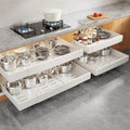 Seinloes 4 Pack Pull Out Cabinet Organizer for Wide Cabinets,Expandable 20.4"-30.4" Width,5 Slide Rails Slide Out Drawers With Raising Pad for Framed Cabinets,No Drill Roll Out Shelves 21" Deep,White by Seinloes