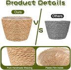 4Pcs Premium Seagrass Planter Baskets Plastic Liner Mid Plant Basket Woven - Image 3