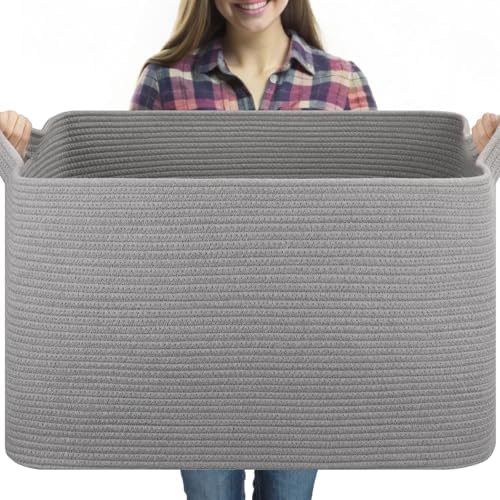 OIASKET 95L Extra Large Blanket Basket, 24" x 16.9" x 14.2" Woven Basket by OIASKET